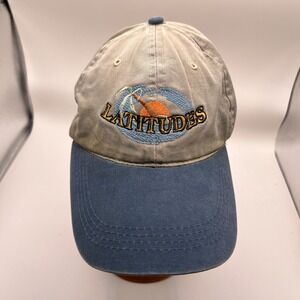 Otto Cap Latitudes Baseball Hat Khaki Blue Embroidered Dad Cap Adjustable Strap
